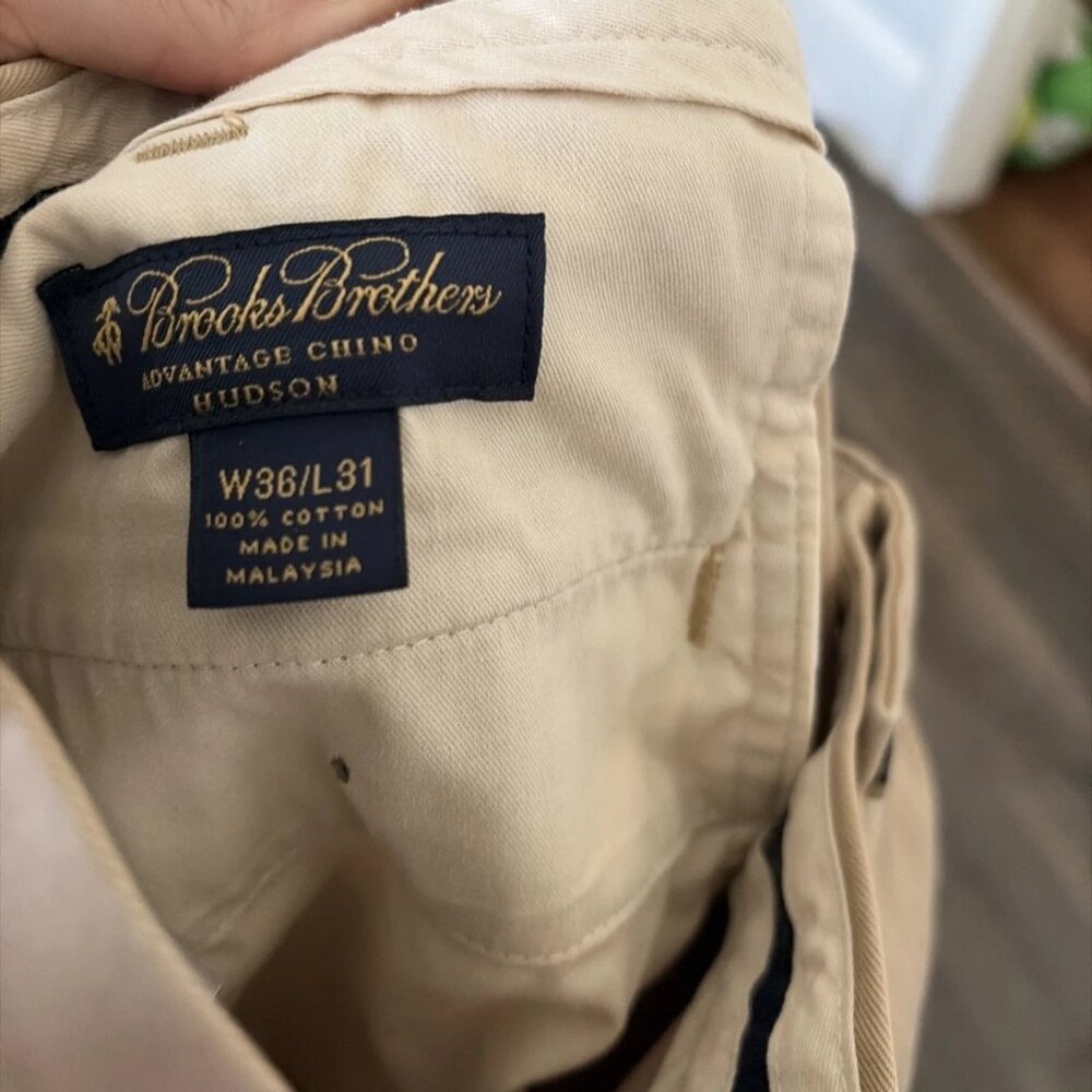 Brooks Brothers Advantage Chino Hudson Pants Men's 36x31 Cotton Chino Dark Beige - Picture 2 of 4